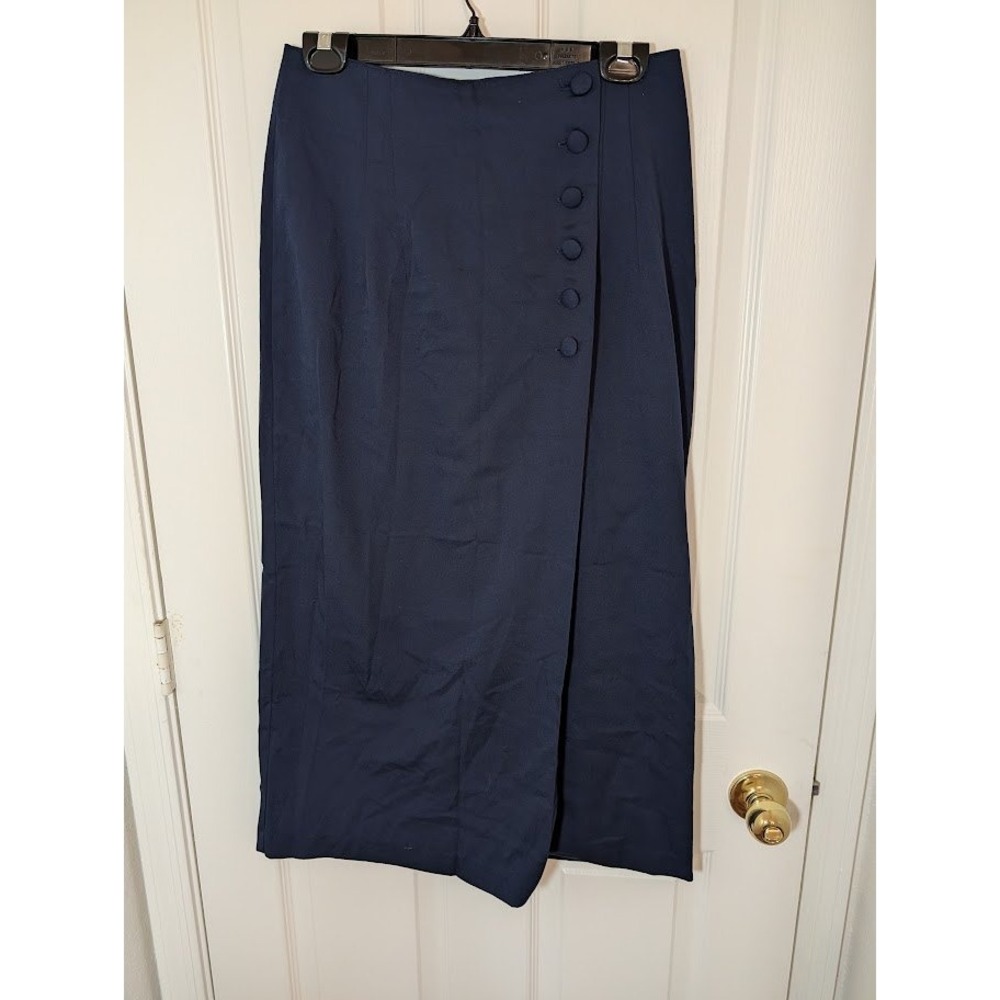 S.B.‎ Collection Vintage Made in U.S Navy Blue Midi Button Front Career Sz 12